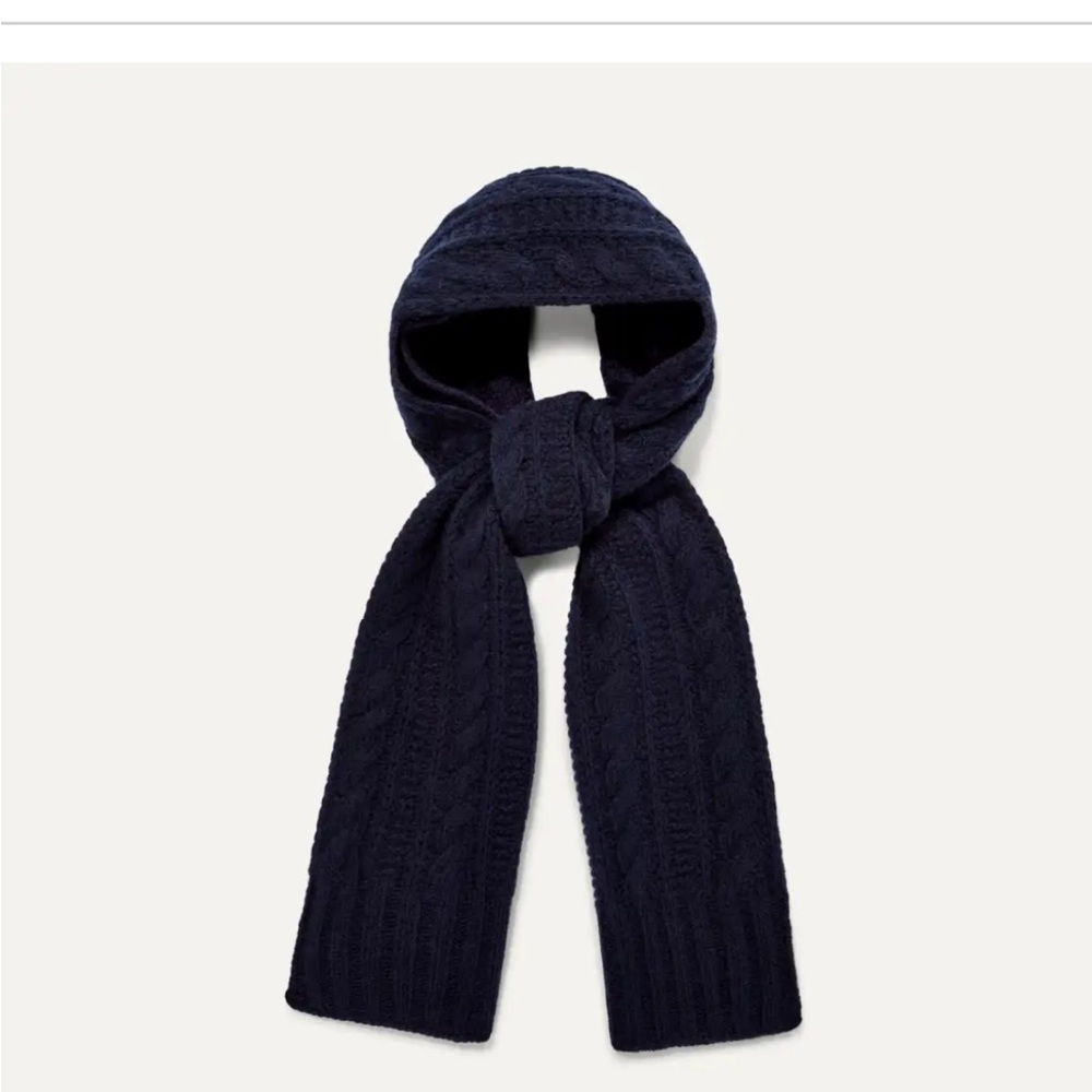 UGG Kory Cable Knit Cashmere Scarf- Color Navy Blue